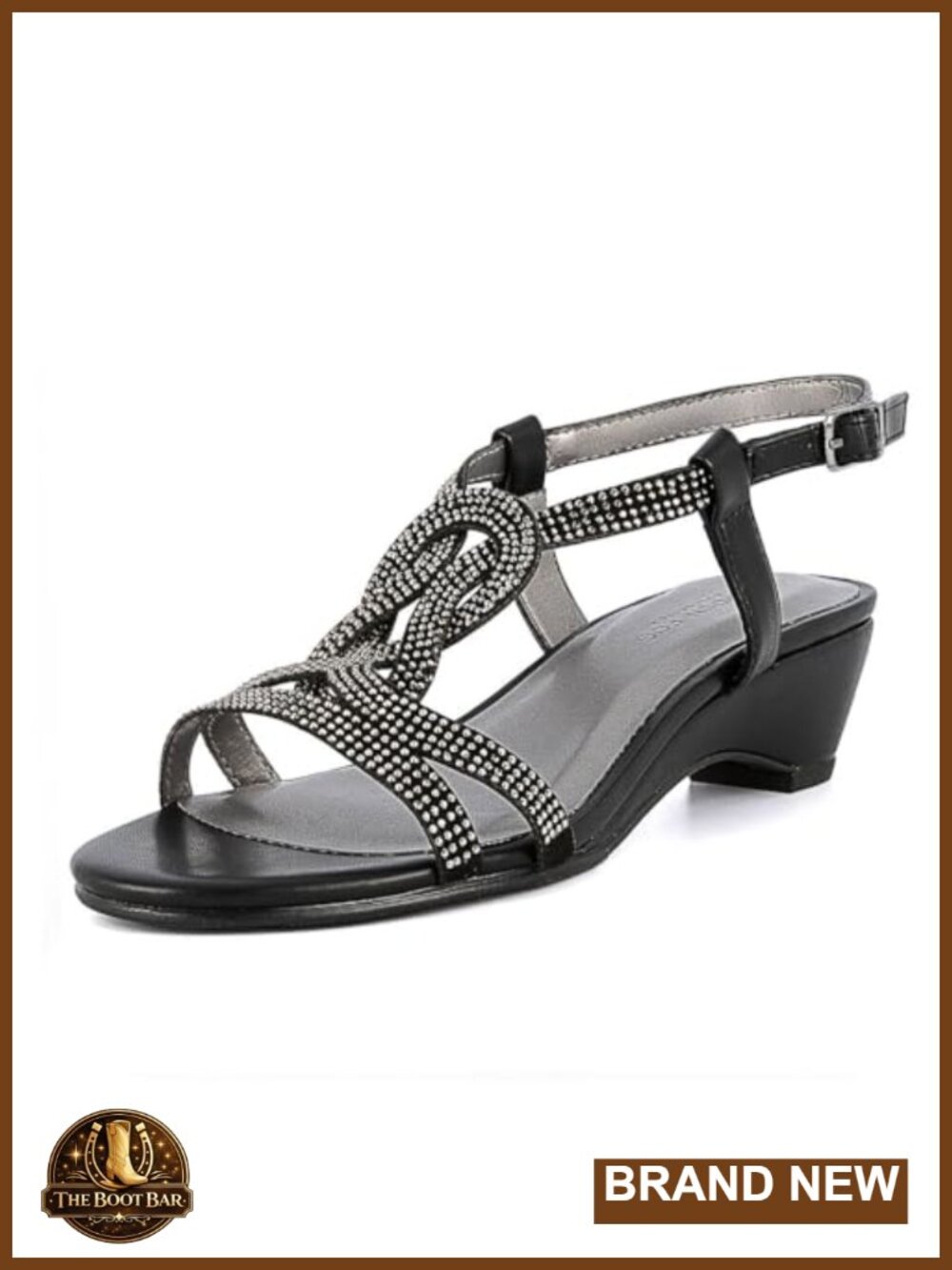 London Fog Macey Demi-Wedge Dress Sandals Embellished Shimmery Fabric